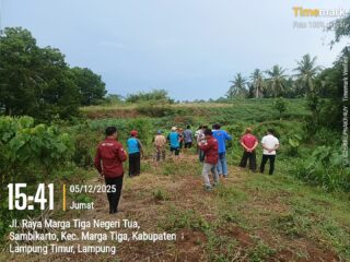 Personil Dari Mapolres Lampung Timur, Turun Mengecek Langsung Lokasi Tanah Wakaf Masjid Nurul Mukmin