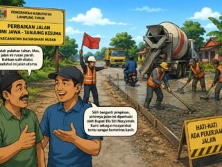 Jalan Bumi Jawa–Tanjung Kesuma Diperbaiki, Warga: Puluhan Tahun Rusak Parah Akhirnya diperbaiki