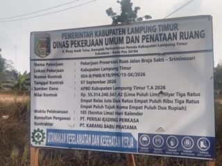 Jalan Braja Sakti–Sriminosari Mulai Dibangun, Warga Harap Bertahan Lama